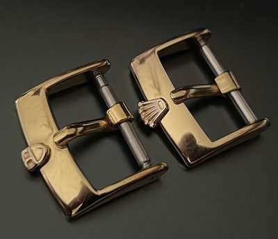 Rolex 勞力士（品相佳）與 Tudor 帝舵（極罕見近全新）原廠真品18K包金16mm錶扣（各1，價格為單1個售價）
