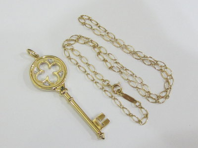 【Tiffany&amp;Co】蒂芬妮 18k金 四葉鑰匙鑽石項鍊