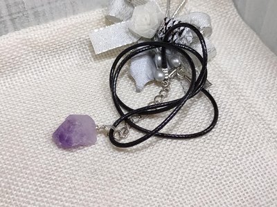 紫水晶原石項鍊(17.2*11.8mm)精緻可愛-閃耀-天然水晶,寶石配飾,散珠,DIY半成品轉運107牛手創