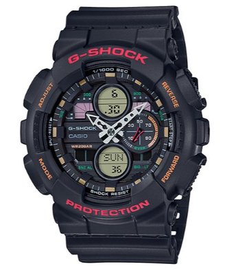 【萬錶行】CASIO G SHOCK 防磁雙顯式設計復古腕錶 GA-140-1A4