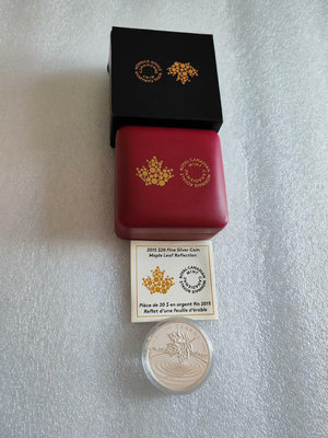 2015年加拿大原盒證書楓葉倒影一盎司銀幣385元順豐免運！