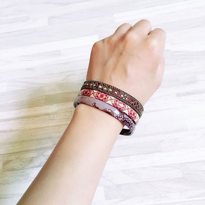 紅咖紫米色民族風琥珀編織手繪印度亮片珠飾金屬皮繩手環手鍊現貨特價