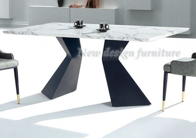 【N D Furniture】台南在地家具-工業風黑色腳人造石面桌面150cm餐桌YQ