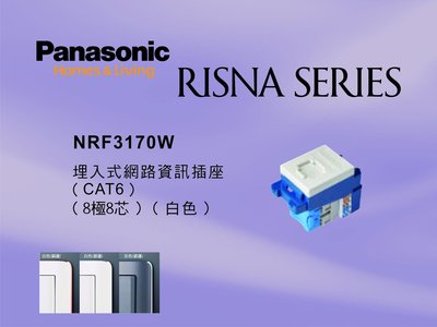 《居家好幫手》Panasonic國際牌 RISNA系列 NRF3170W 埋入式網路資訊插座CAT6【單品】蓋板需另購