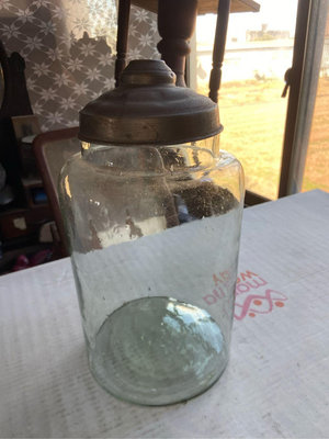 阿公的舊情人 早期 糖果罐 玻璃罐 圓筒型 老鋁蓋