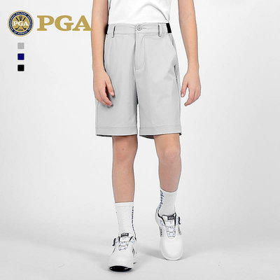 美國PGA 兒童高爾夫短褲男童夏季套裝彈力腰帶服裝透氣孔時尚褲子