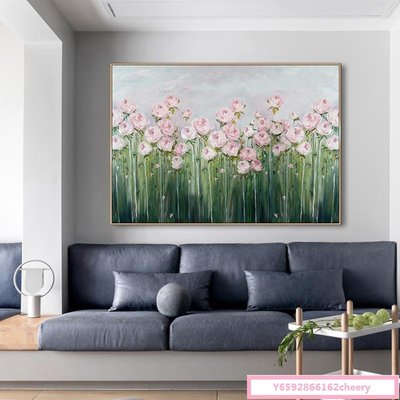 手繪油畫輕奢抽象花卉客廳沙發臥室裝飾畫餐廳現代簡約背景掛畫