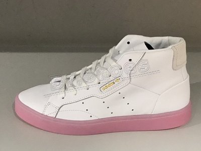 【Dr.Shoes】Adidas Original Sleek 女鞋 粉色 皮革 高筒 滑板鞋 休閒鞋 EE8612