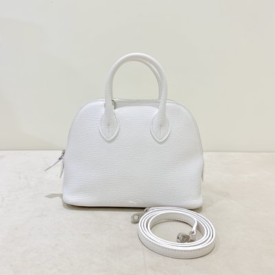 Hermes Mini Bolide 山羊皮 銀釦 01Blanc 白色《精品女王全新&amp;二手》