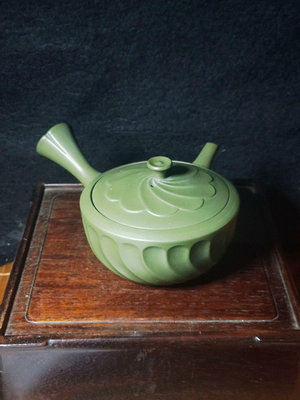 日本舶來品，常滑燒側把壺橫手急須茶注茶道具，雲仙底款，容量1