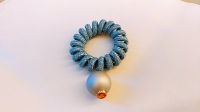 韓國   金蔥霧面珍珠電話線髮束  ( 水藍 / 紅咖 / 紫 / 黑 )