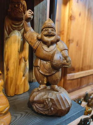 日本木雕，魚神惠比壽，特價88免運