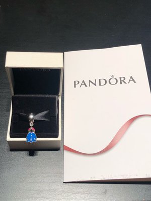 PANDORA Disney Anna dress silver dangle with blue, pink and black enamel