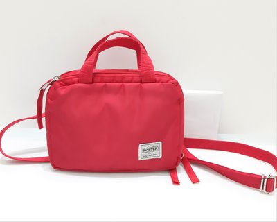 Porter 吉田 日本專櫃 正品 近全新 紅色 尼龍 小方包 手提 肩背 側背 斜背包