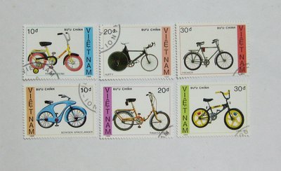 超值收藏---腳踏車郵票--- 6 張---越南---交通工具部份---信銷票