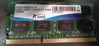 2G威剛筆電記憶體DDR3-1066 2GB NB ADATA雙面顆粒2RX8 AD3S1066B2G7-B 2GX16