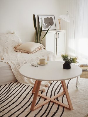 【熱賣精選】 IKEA宜家日式實木茶幾小戶型客廳沙發邊幾臥室簡約小圓桌北歐ins