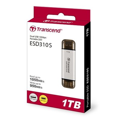 【台中自取】全新 創見 TS1TESD310S ESD310S 銀色 行動固態硬碟 SSD 1TB USB 10Gbps 雙接頭設計/5年保固