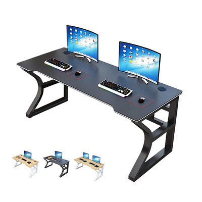 慢慢家居-現代簡約鋼木弧形電競電腦桌(100/120/140CM)  廠商直送
