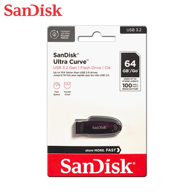 SANDISK 64G Ultra Curve CZ550 USB3.2 隨身碟 公司貨 (SD-CZ550-64G)