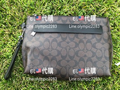 EL~COACH 29508 深咖啡 pvc logo 手腕包(男女適用) 現貨 附購買收據 3980免運