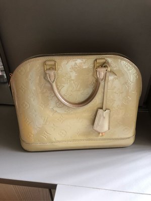 Louis Vuitton LV Alma 漆皮珍珠黃色 艾瑪包 手提包