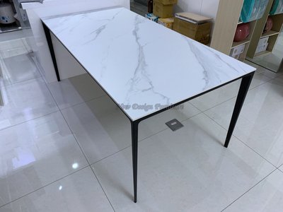 【N D Furniture】台南在地家具-鋁合金腳座黑砂鐵處理雪山石紋路6尺岩板餐桌/岩板桌YH