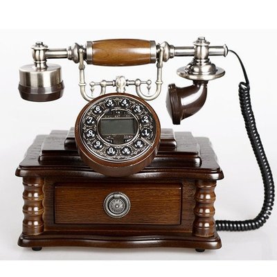 5Cgo 【批發】含稅會員有優惠 17806646713 歐式實木電話機仿古老式復古電話機家用辦公古董電話蟲商務禮品