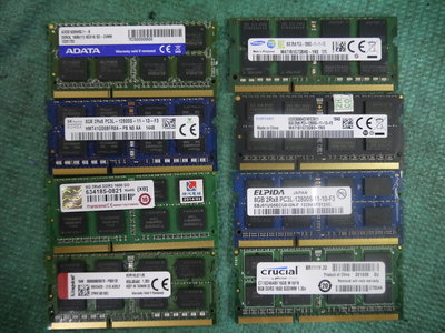DDR3--8G 1600/12800 二手良品筆電記憶體(單一支)