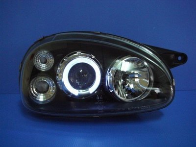 小亞車燈╠ 全新外銷限量 OPEL CORSA B 光圈 黑框 投射 大燈 特價