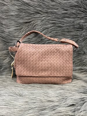 BOTTEGA VENETA BV 乾燥 玫瑰 粉 小牛皮 編織 肩背包 斜背包