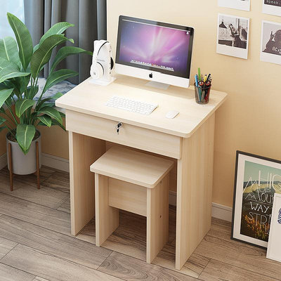 單人書桌簡易家用課桌椅組合簡約臥室電腦桌帶抽屜有鎖小型辦公桌