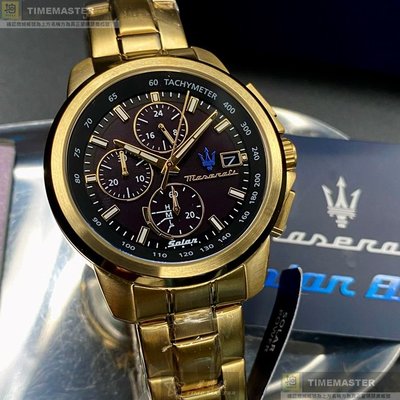 MASERATI手錶,編號R8873645002,44mm金色錶殼,金色錶帶款