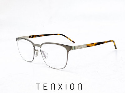 【本閣】TENXION TEN02 日本製超輕薄鋼無螺絲大方光學眼鏡 德國紅點設計大獎 鐵灰/玳瑁色 ic眼鏡