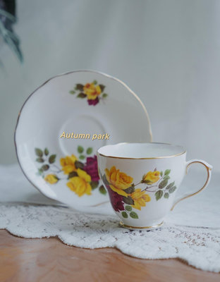Vintage|中古品 英國古董咖啡杯 歐式復古玫瑰花咖啡杯