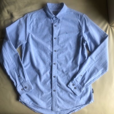 [品味人生]保證正品 Calvin Klein CK 淺藍色 休閒襯衫 長袖襯衫 size S