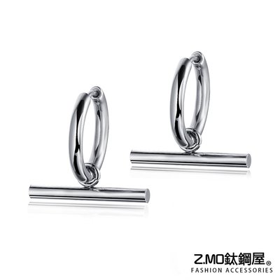 Z.MO鈦鋼屋 白鋼耳環 幾何造型 耳圈耳環 型男風格 優質白鋼抗過敏 單個價【EKS543】