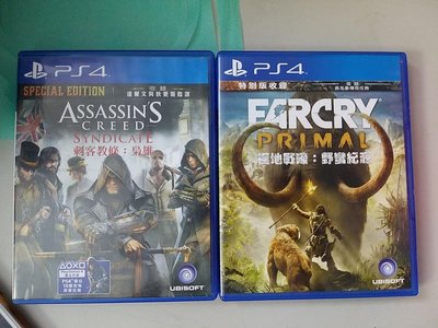 PS4中文遊戲-刺客教條梟雄+極地戰嚎野蠻紀源-光碟良好盒裝完整