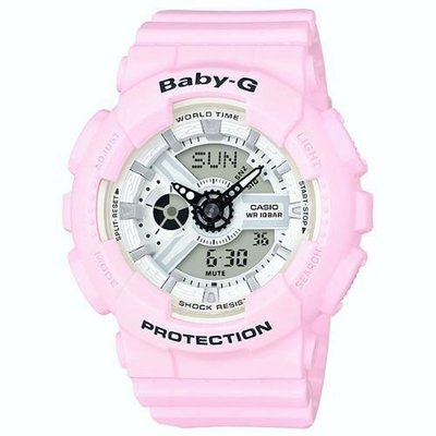 BABY-G CASIO 卡西歐繽紛馬卡龍粉紅風格運動休閒腕錶 型號：BA-110BE-4A【神梭鐘錶】