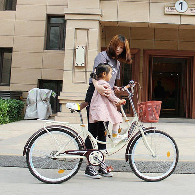 【熱賣下殺價】自行車自行車親子母子單車三人座雙人寶寶可載帶娃接送小孩子護欄成人女