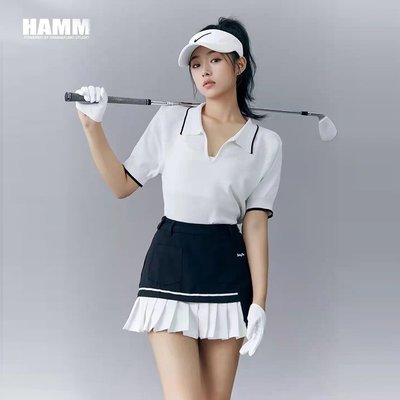 【下殺 】韓國高爾夫球服裝女套裝財概千金範白色冰絲短袖golf速乾百褶短裙-master衣櫃4