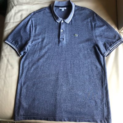 [品味人生]保證正品 Lacoste 藍灰色 經典 短袖POLO衫 size FR 8 3XL 適合 XXL