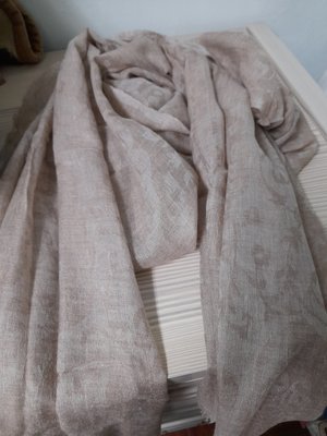 印度~~~原色駝色變形蟲織紋 SHAMINA 100%羊絨披肩圍巾   PASHMINA CASHMERE