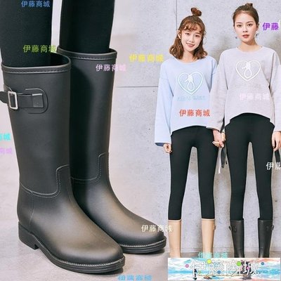 【伊藤商場】簡約時尚雨鞋女成人韓國中筒水靴雨靴