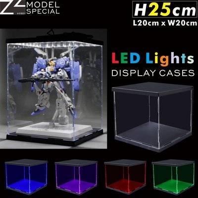 【H25cm】全景照明LED燈壓克力展示櫃(USB) 高達模型透明防塵保護盒(高20/25/30/35/40cm可選)-極巧