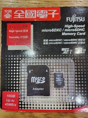 Fujitsu microSDHC UHS-I U1-16GB (讀45MB/s)含轉卡 記憶卡 16G