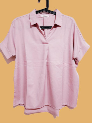 專櫃品牌 維多利亞 專櫃女裝 套頭 短袖上衣 短袖襯衫 粉色S- L可穿