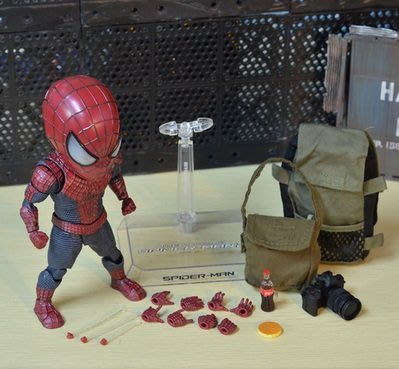 蜘蛛人 MARVEL +背包+電腦 全身關節可動 模型 公仔 擺飾 禮物 贈送2個背包和4個配件(共7樣) 可刷卡