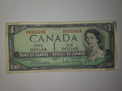 加拿大1954年1元紙幣流通品 -484
