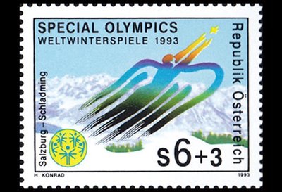 奧地利郵票---1993年---殘疾人冬奧會薩爾茨和施郎特明克運動會標誌--- 1 全---F489---集錦專題